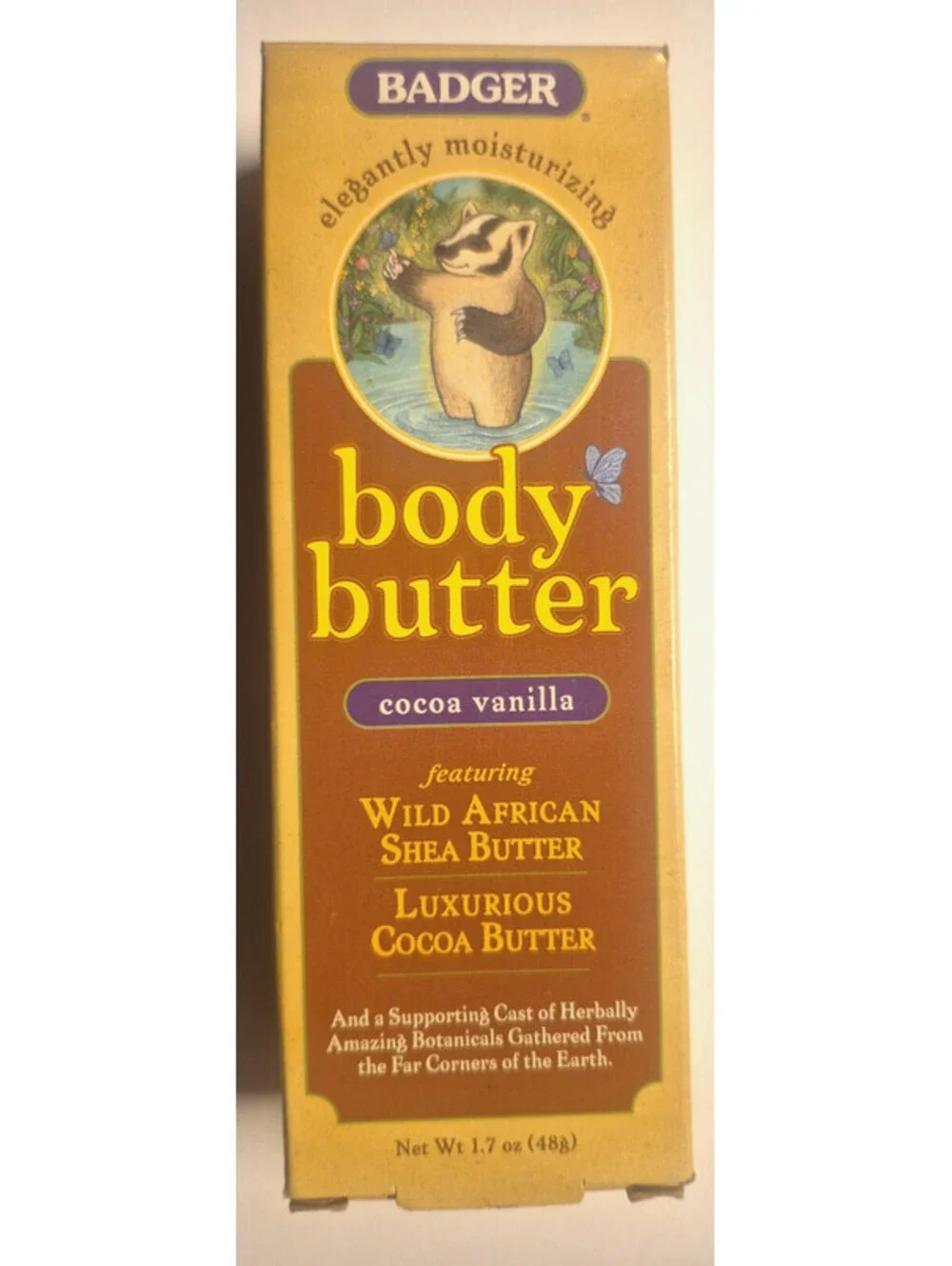 Badger Cocoa Vanilla Body Butter - wild African Shea Butter - 1.7 oz tube
